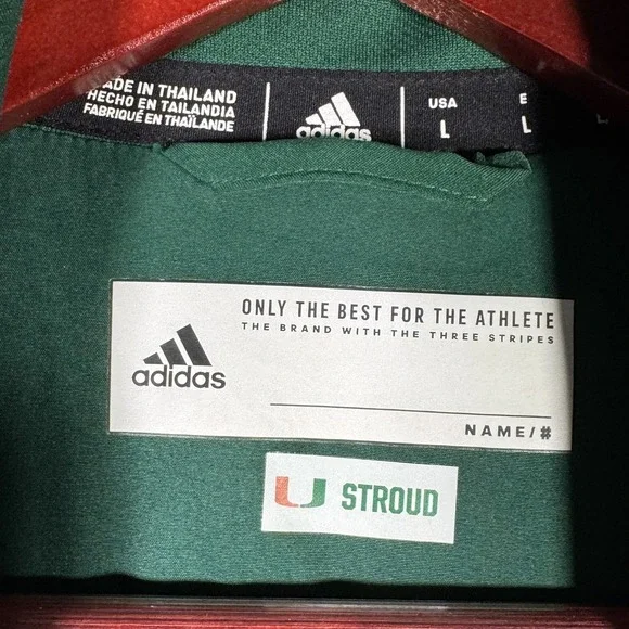 Miami Hurricanes Jacket Mens L Green NCAA Adidas Insulated Team Issued